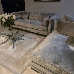 Z Gallerie Velvet Sofa and Chaise Lounger