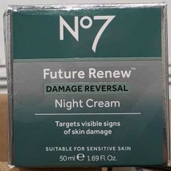 No7 Future Renew Damage Reversal Night Cream Face Moisturizer with Pepticology™ Peptides, All Skin Types