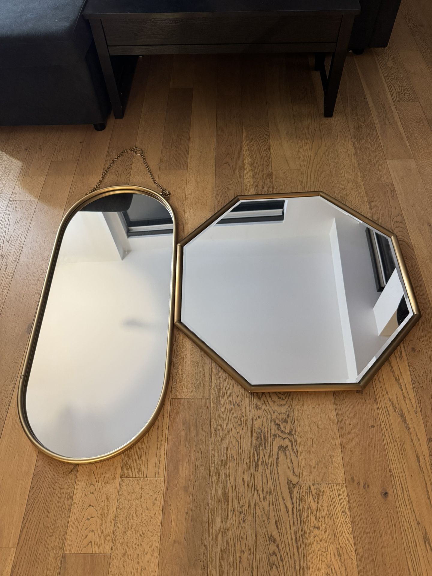 Satin Brass Mirrors Oval And Octagon Shaped