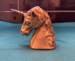 Beautiful vintage solid heavy brass unicorn head