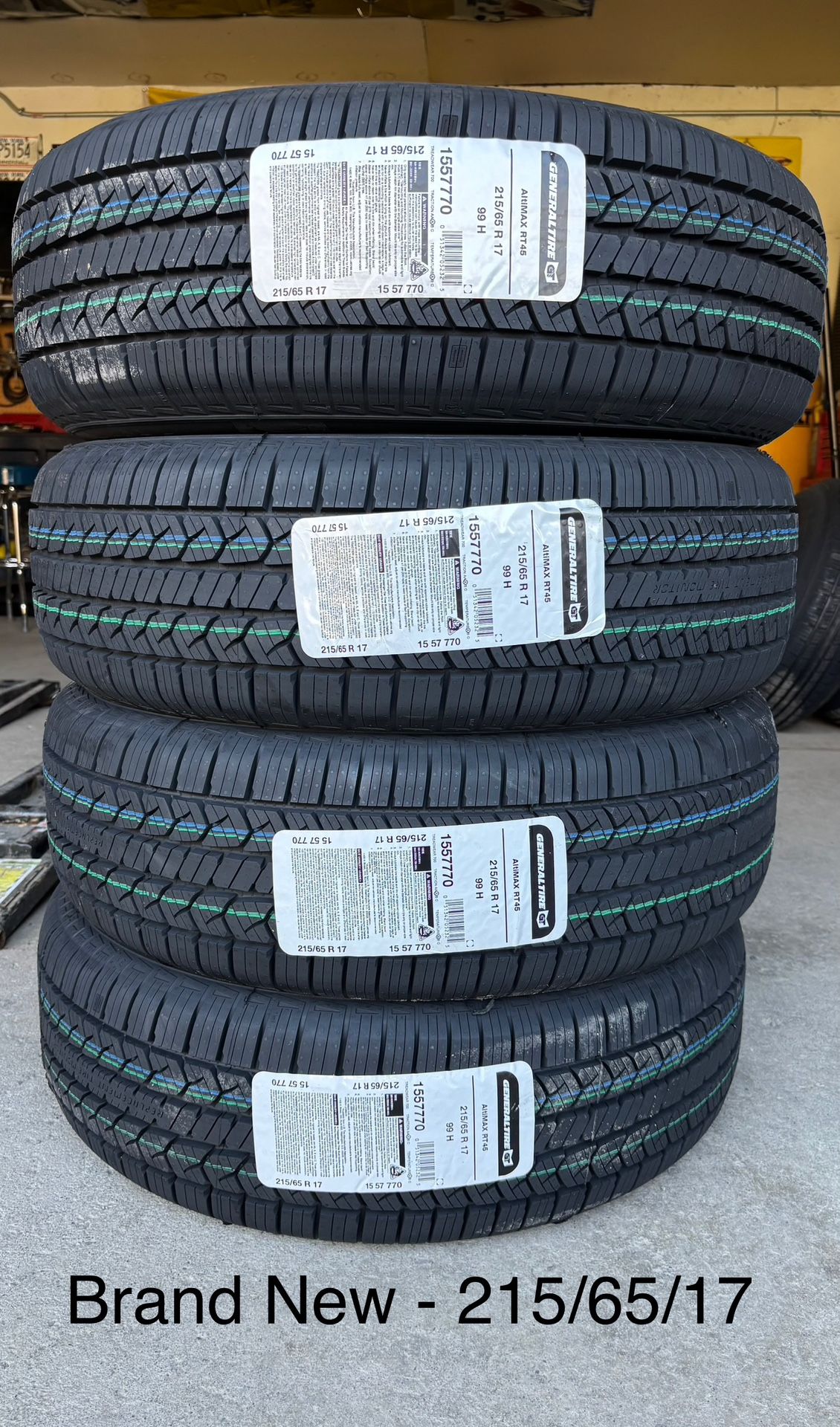 (4) - 215/65/17 General Altimax RT45 Tires