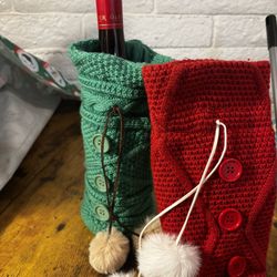 Festive Christmas Wine Cozies – Red & Green