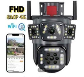 Four-screen Ptz 10x zoom wireless security camera, waterproof human tracking Ip closed-circuit television camera