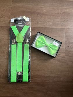 Neon Green Bow Tie and Suspenders