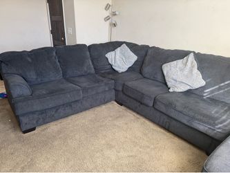 Large Navy Blue Sectional with Chaise