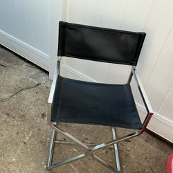 A Small Director  Black Leather Chair 