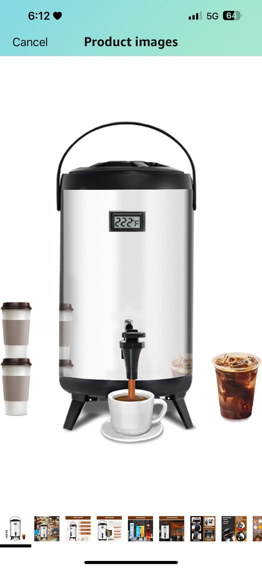 Insulated Beverage Dispenser,12L/3.2Gal Coffee Dispenser,Tea Dispenser,Coffee Carafe,Thermos Urn,Hot and Cold Drink Dispenser Faucet with thermometer