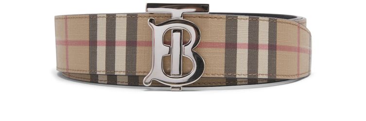 Burberry Reversible Monogram Motif Vintage Check Belt 1.4 Width Archive Beige