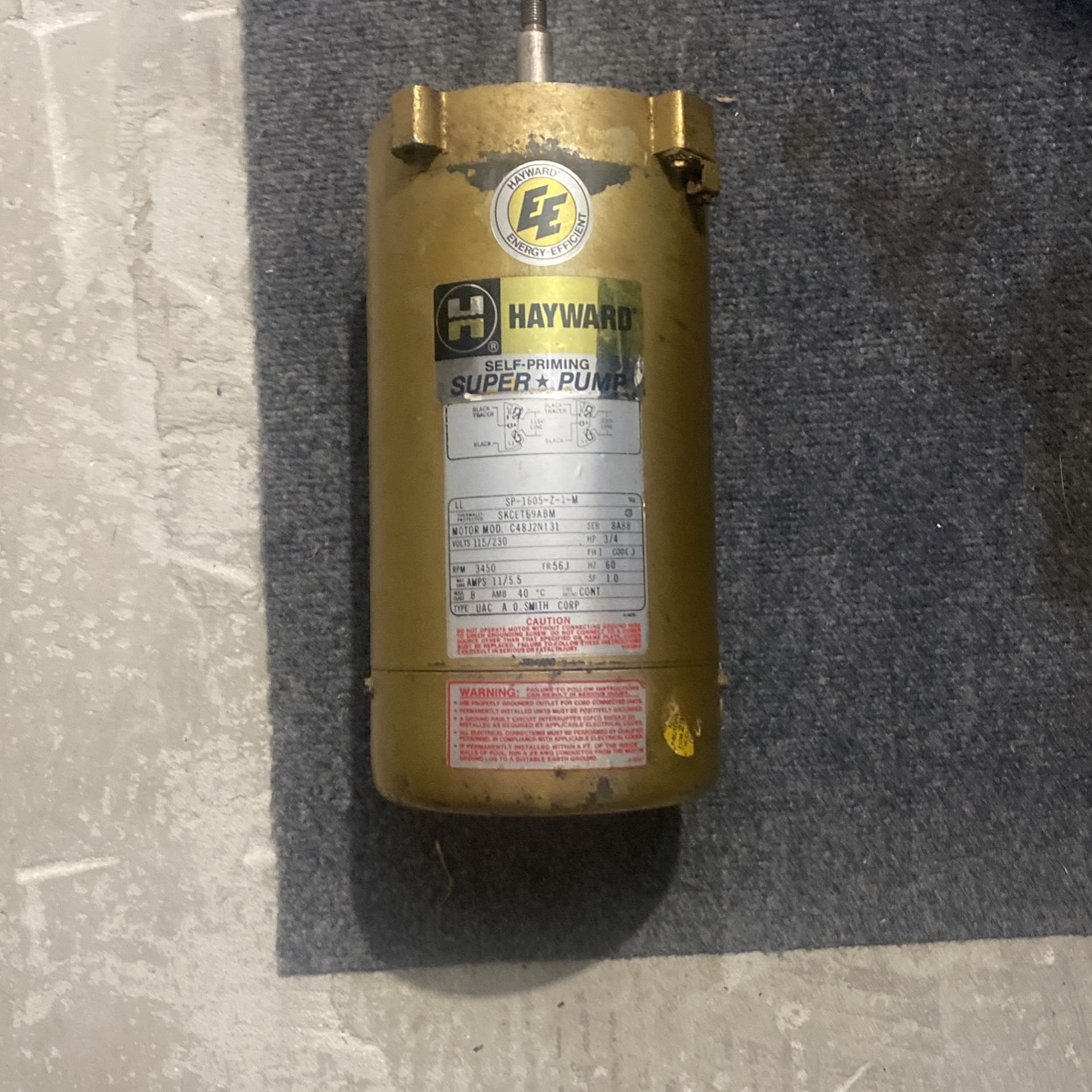 Heyward Pool Pump Motor - 3/4 HP