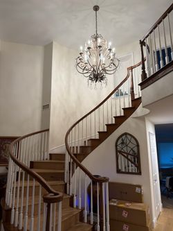 Large Crystal Chandelier with Scrolled Arms