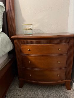Wood Nightstand with 3 Drawers