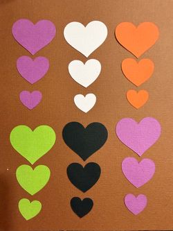 Cardstock Halloween Themed Heart Die Cuts Assorted Colors