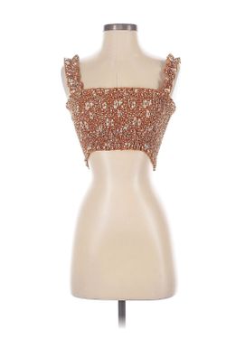 Lulu's Burnt Orange Smocked Crop Top Size Small