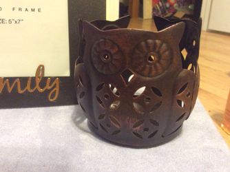 Fall metal owl candle holder NEW