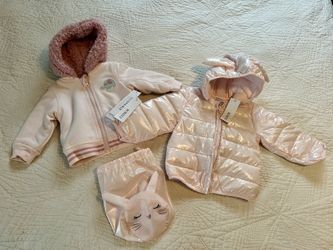 NWT Pink Reversible Coat Bunny Shimmer Jacket