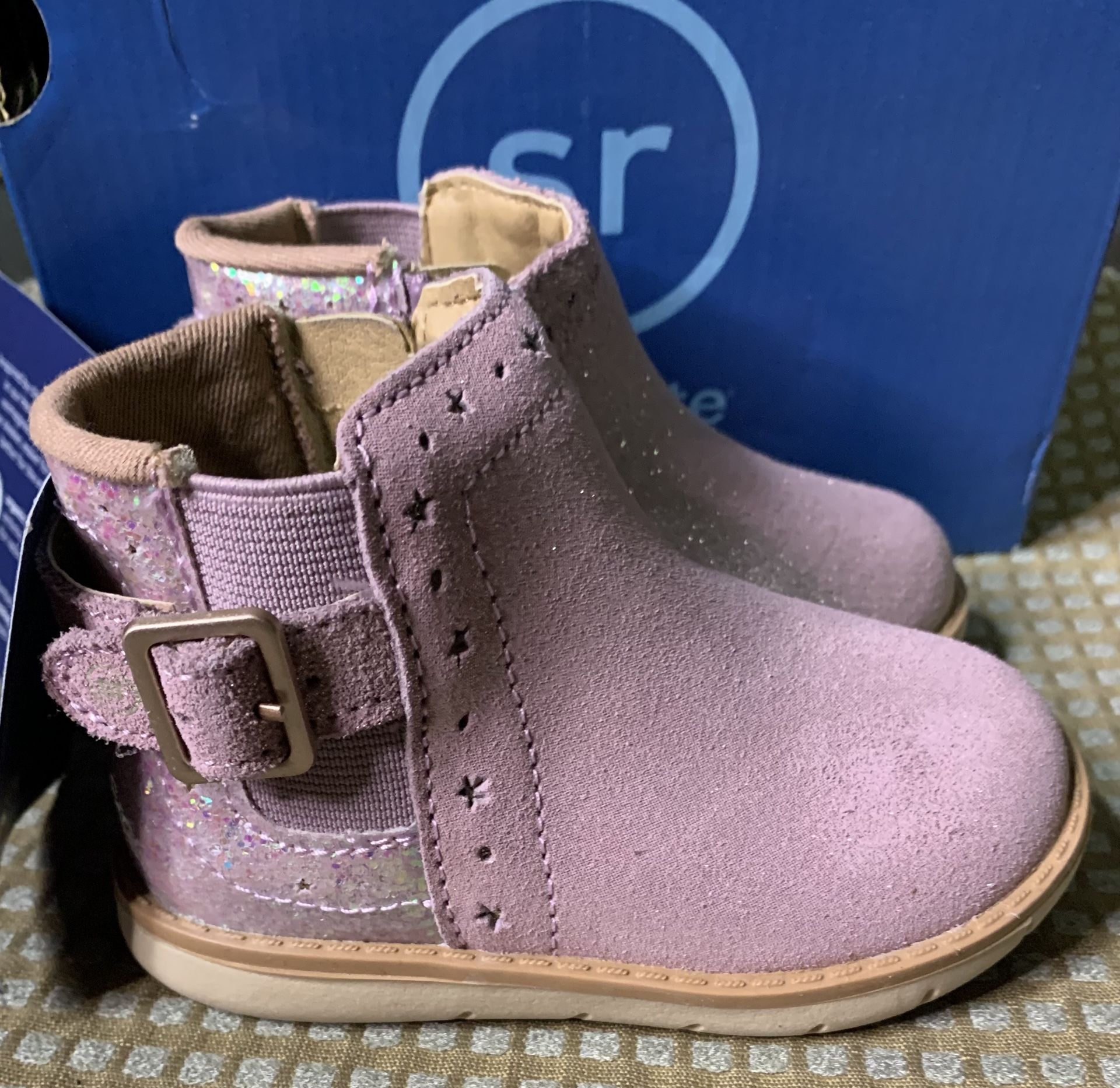 Brand New Stride Rite Heritage Collection infant girl size 4W genuine leather shimmery mauve pink Agnes Boot shoe