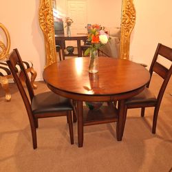Round Wood Dining Table with 2 Chairs