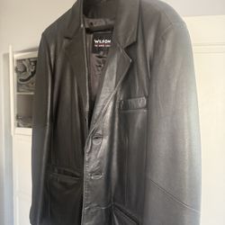 🔥 Wilson’s Leather Men’s Large Black Leather Jacket Very Good Condition $75 Vintage 