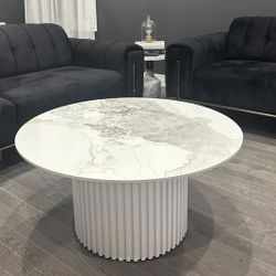 White Marble Round Coffee Table 
