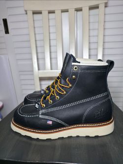 Thorogood American Heritage 6″ Black Moc Toe MAXWear Wedge Soft Toe (contact info removed) Men's Size 10.5 D
