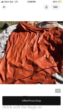 Calf leather hides soft orange brown rust color