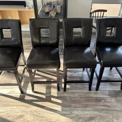 Four bar stools leatger chairs set