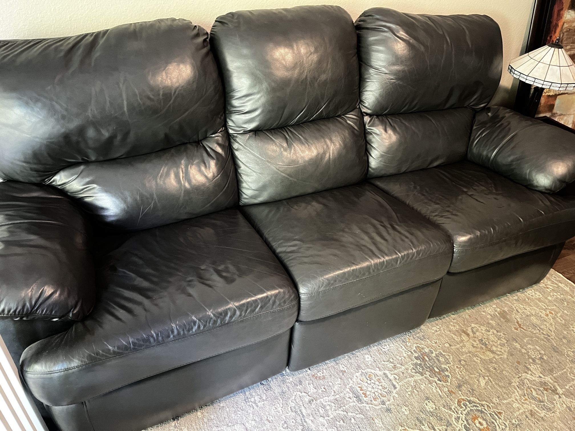 Black Vinyl 5 Piece Sectional Reclining Couch