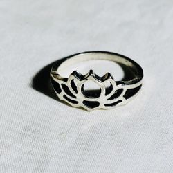 Lotus Flower Ring Size 6.5 Silver Plated Harmony Ring