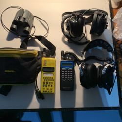 Racing Headphones And Binoculars And Two Radios