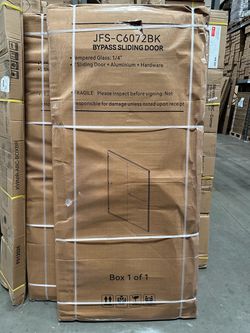 (2) Framed Shower Doors w/ Soggy Cardboard Box
