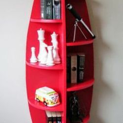Red Rocket Shaped Bookshelf - New