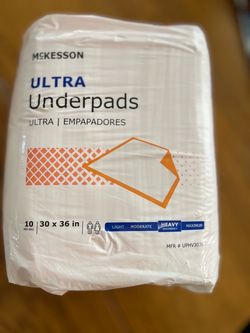 10-count bag of McKesson Ultra Underpads (30 x 36 inches)