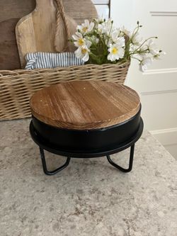 Metal and wood riser $12