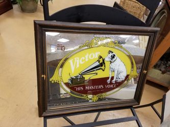 RARE vintage Nipper RCA Victor framed mirror