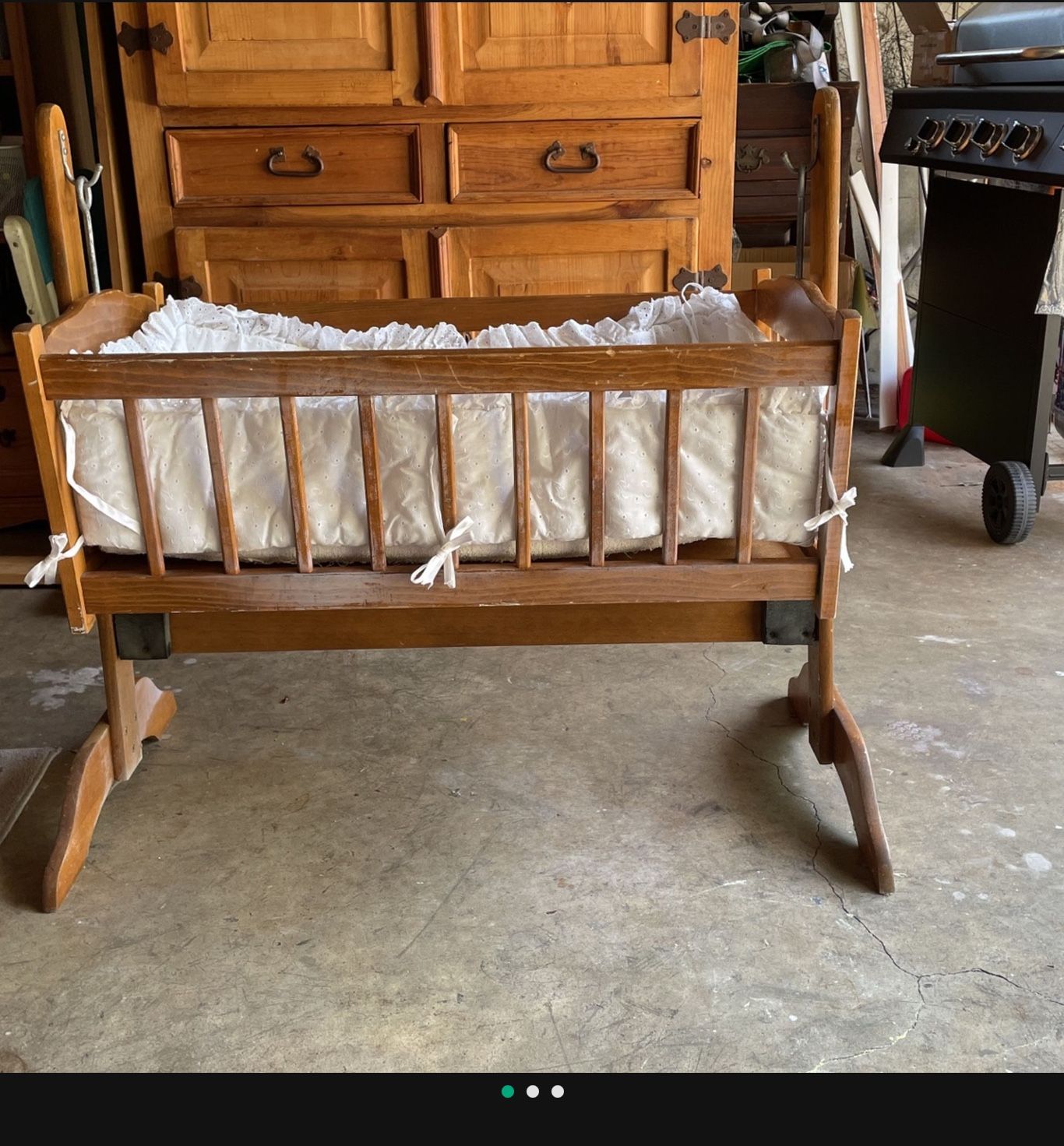 Vintage wooden cheap baby cradle