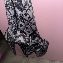 Money Print Dancer Heels 