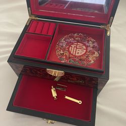 Jewelry Box Made With Wood With Mirror 