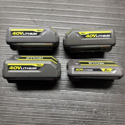 Ryobi 40v 4ah Batteries And (1) 2.0