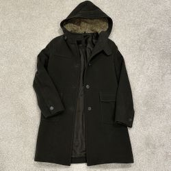 Olive Green Hooded Wool Coat