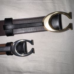 Coach Leather Belts (2) – Black – Different Widths – Very Good Condition