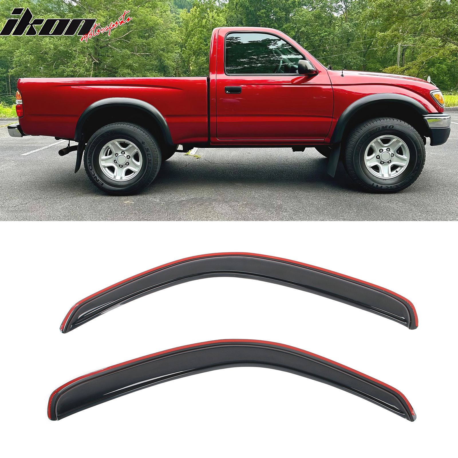 Fits 95-04 Toyota Tacoma Standard Cab In-Channel Window Visor Acrylic Rain Shade