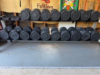 Professional high quality full Dumbell set 40 lb / 50/ 55/60/ 65/70/75/80/90 all pairs and the two tier rack - black