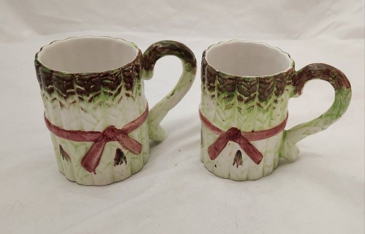 Vintage Ceramic Asparagas Coffee Tea Mugs Cups Cottagecore Countrycore Granny