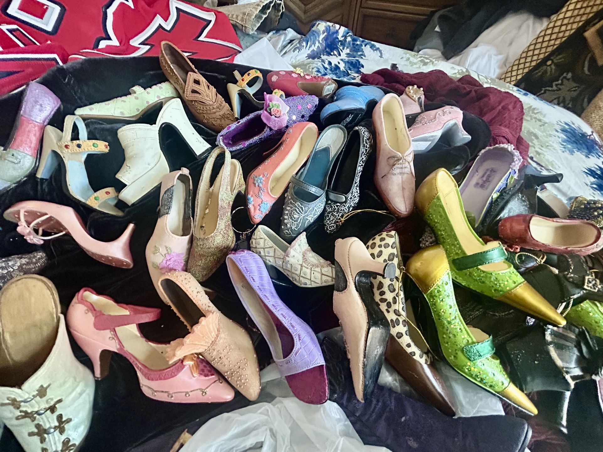 Huge Collection Of Miniature Shoes Resin Porcelain Clay  Vintage