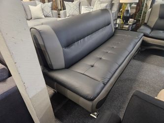 Brand new black/gray faux leather modern sofa