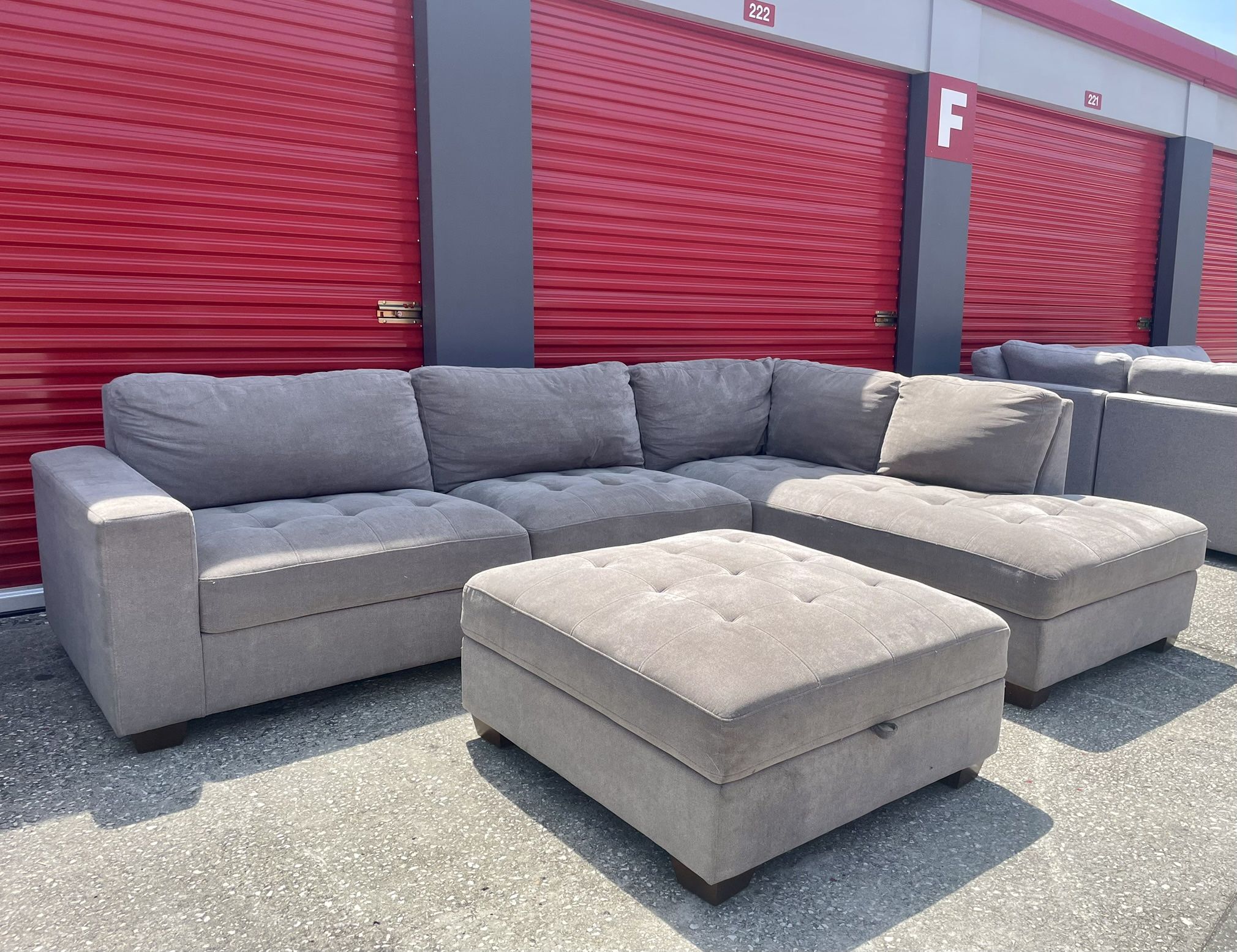🏷OUTLET FURNITURE | COSTCO Thomasville Miles Fabric Sectional with Ottoman, Gray 💥 We Finance