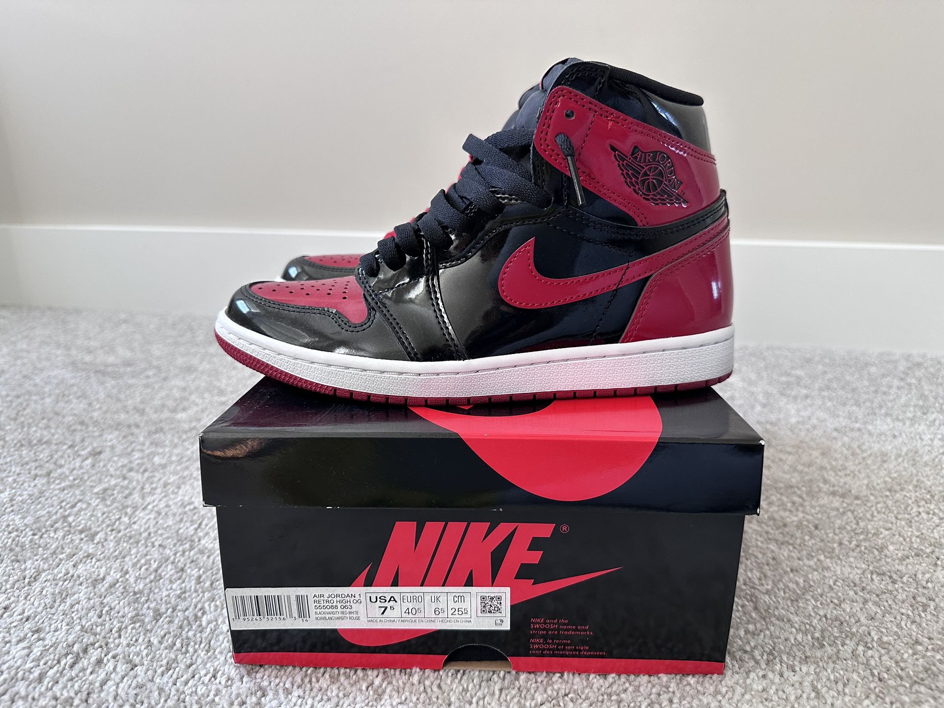 Nike Air Jordan Retro High OG Patent Bred Size