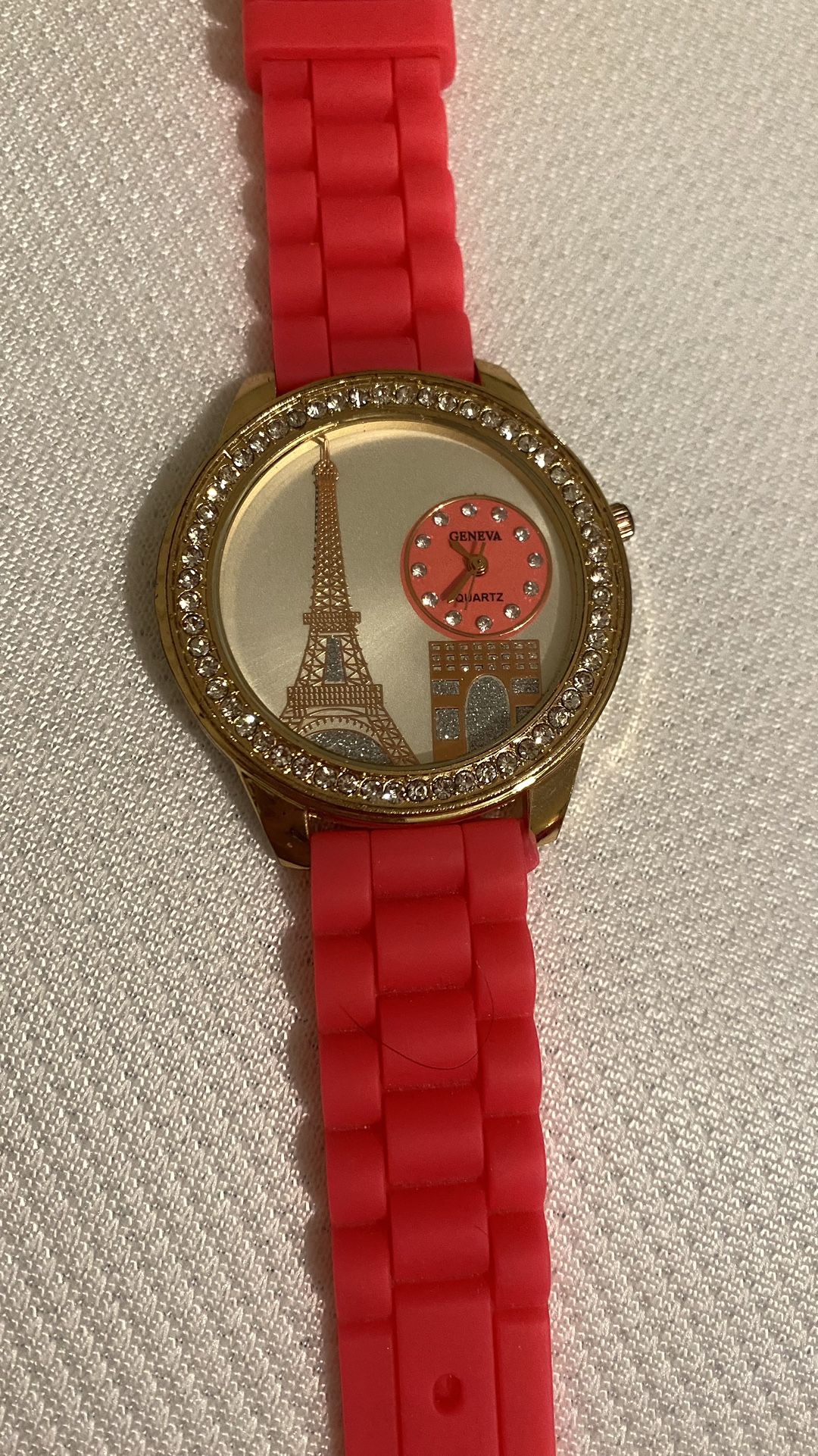 Paris Watch with Rhinestones Gold Plated 