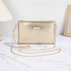 Gold Clutch Purse Bag with Removable Chain & Wrist Strap