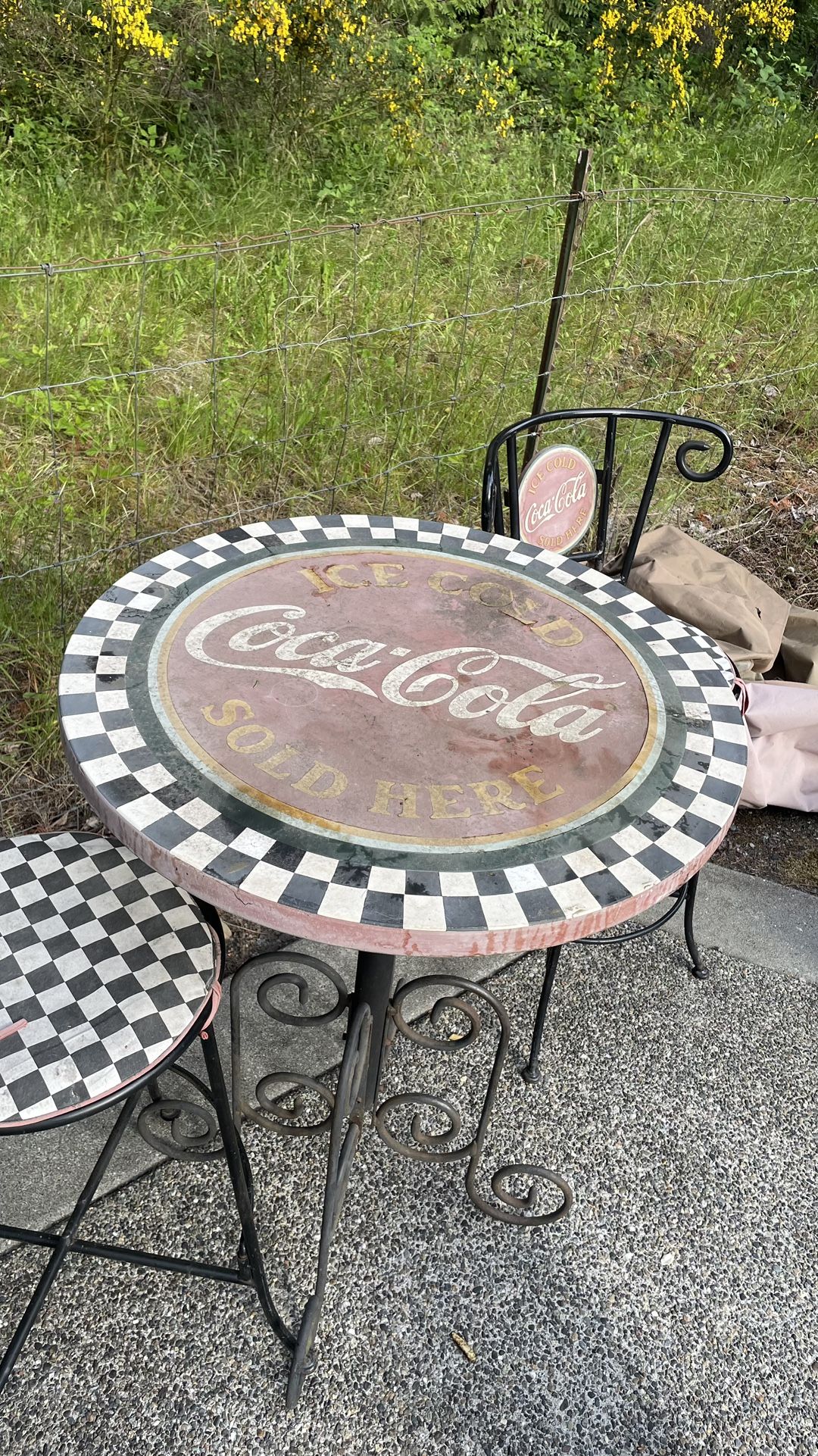 Coca Cola Table And Two Chairs, Antique, High Demand